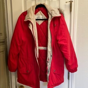 Vintage London Fog Women's Ski Jacket - Red and White
